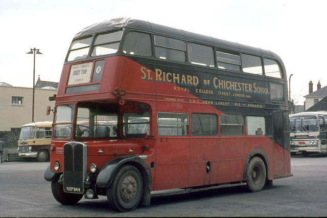 Sir Richard of Chichester School . London . NXP944 . Bretonside Bus Station  , Plymouth , Devon . March-1975 .