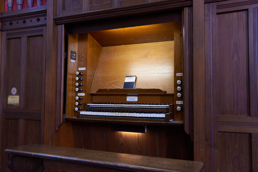 Penrhos Holy Trinity Church – Close-up of Organ Keyboard and Controls