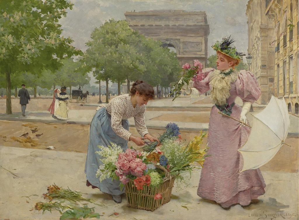 Louis Marie de Schryver «A Flower Seller on the Champs-Elysées», 1895