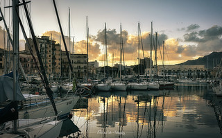 The port of Palermo at sunset - Italy