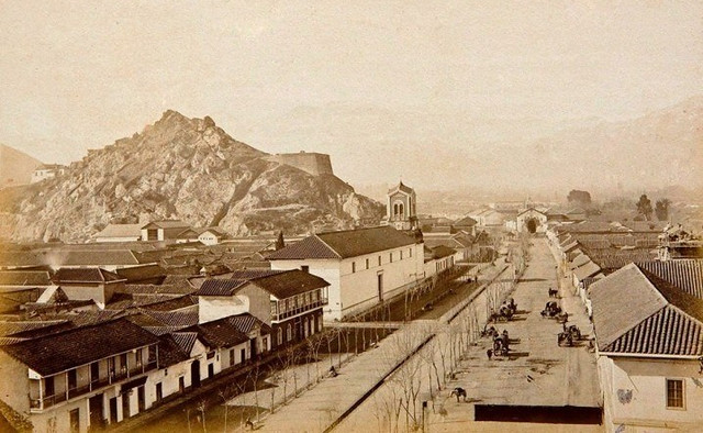 Alameda  desde la Iglesia de San Francisco 1867 al fondo el Convento del Carmen y Las Claras de W Oliver