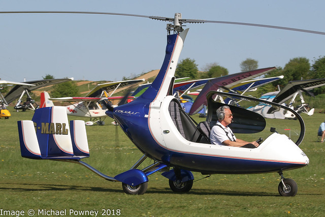 G-MARL - 2016 build RotorSport UK Calidus, taxiing for departure at Popham during the 2018 Microlight Trade Fair