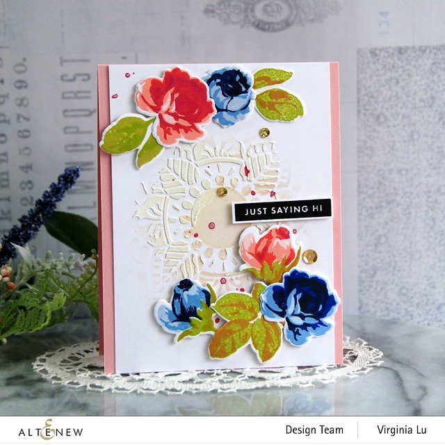 Altenew-Ethereal Roses Stamp Set-Ethereal Roses Die Set-Henna Squares Stencil -003