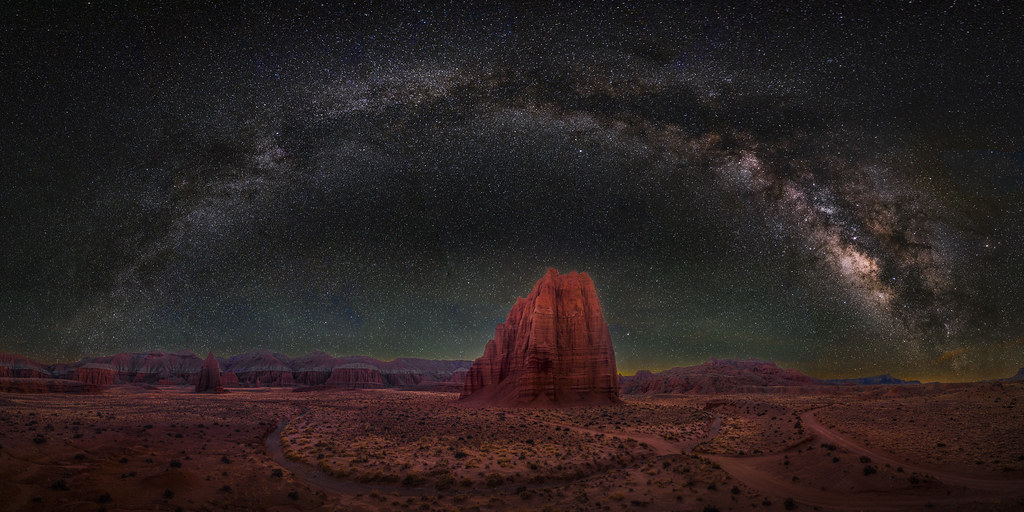 Milky Way Capitol Reef National Park Cathedral Valley Temple of the Sun Temple of the Moon Panorama Fuji GFX100 Fine Art Astro Landscape Photography Utah CRNP! Cathedral Valley Road! Fuji GFX 100 & Fujinon GF Lens Elliot McGucken Fine Art Astrophotography