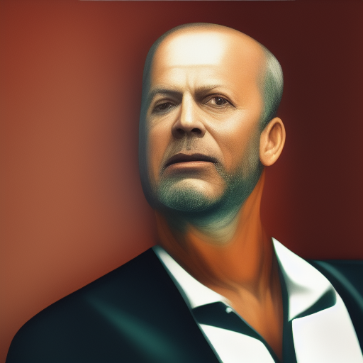 'an ultrafine detailed painting of Bruce Willis 4K HD realism' Latent Majesty Diffusion