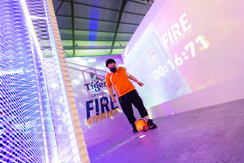 15. Guest in action at the Fire Starter interactive game cube
