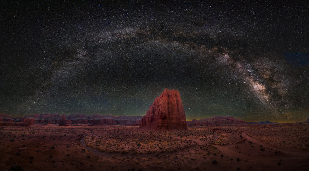 Milky Way Capitol Reef National Park Cathedral Valley Temple of the Sun Temple of the Moon Panorama Fuji GFX100 Fine Art Astro Landscape Photography Utah CRNP! Cathedral Valley Road! Fuji GFX 100 & Fujinon GF Lens Elliot McGucken Fine Art Astrophotography