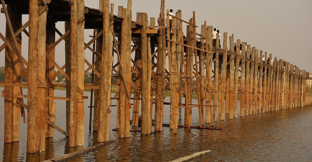 MYANMAR, Burma - Mandalay-Amarapura , U-Bein-Brücke über den Taungthaman See, 78851/20751