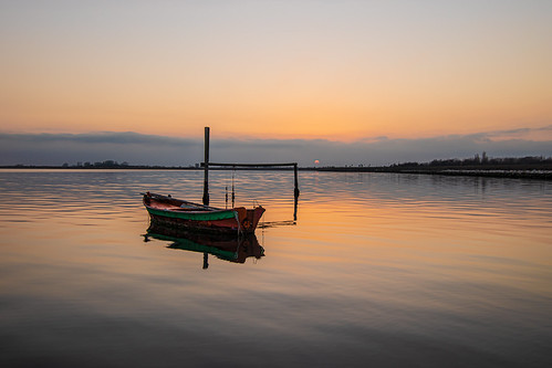 nel delta del PO! by paolotrapella, sunset reflection italy boats sea landscape