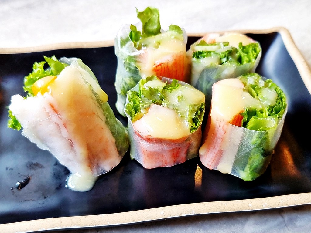 Crab Stick & Vegetable Rice Paper Roll With Orange Sauce