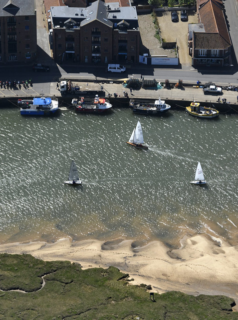 Wells-next-the-Sea aerial image - racing in Wells Harbour