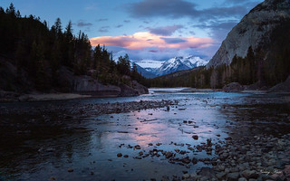 Last light,  by the Bow River in Banff
