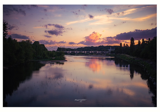 Sunset over Loire River