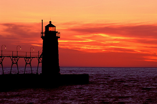 South Haven South Pierhead Light, courtesy and copyright Lighthouse Photographer Gary Martin. From Lighthouses of Michigan's Sunset Coasts