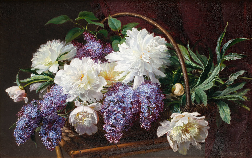 Emma Mulvad «Blomsterstilleben med syrener», 1889