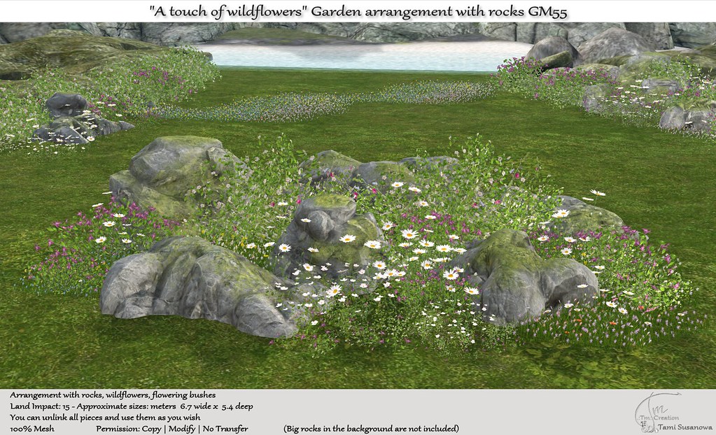 .:Tm:.Creation "A touch of wildflowers" Garden arrangement with rocks GM55
