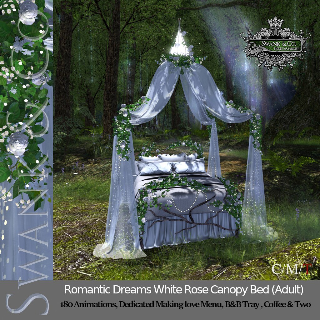 Romantic Dreams White Rose Canopy Bed (Adult)