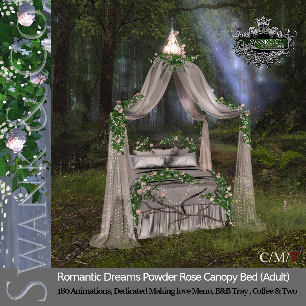 Romantic Dreams Powder Rose Canopy Bed (Adult)
