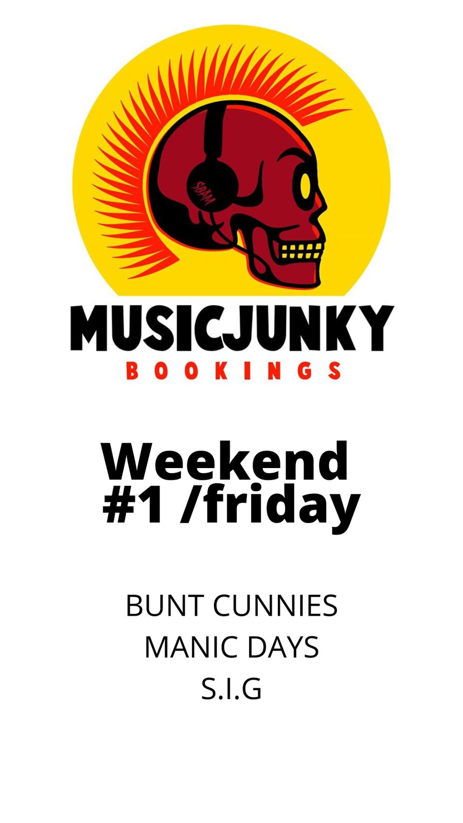 4th Anniversary of MUSICJUNKY BOOKINGS & RECORDS with BUNT CUNNIES / MANIC DAYS / S.I.G