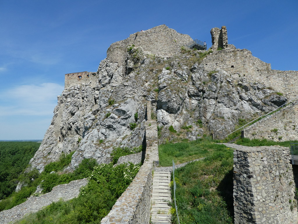 Flights of steps leading to the upper level of Devin Castle 