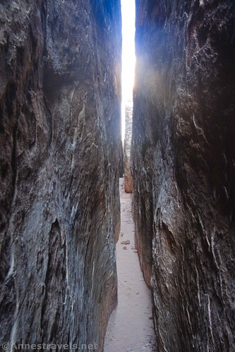 Exploring one of the side joints, Needles District, Canyonlands National Park, Utah