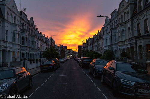 london unitedkingdom uk england street sunset light houses urban canon sun building red fiery spectacular
