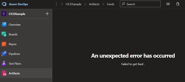 [Azure Artifacts] failed to get feed-1