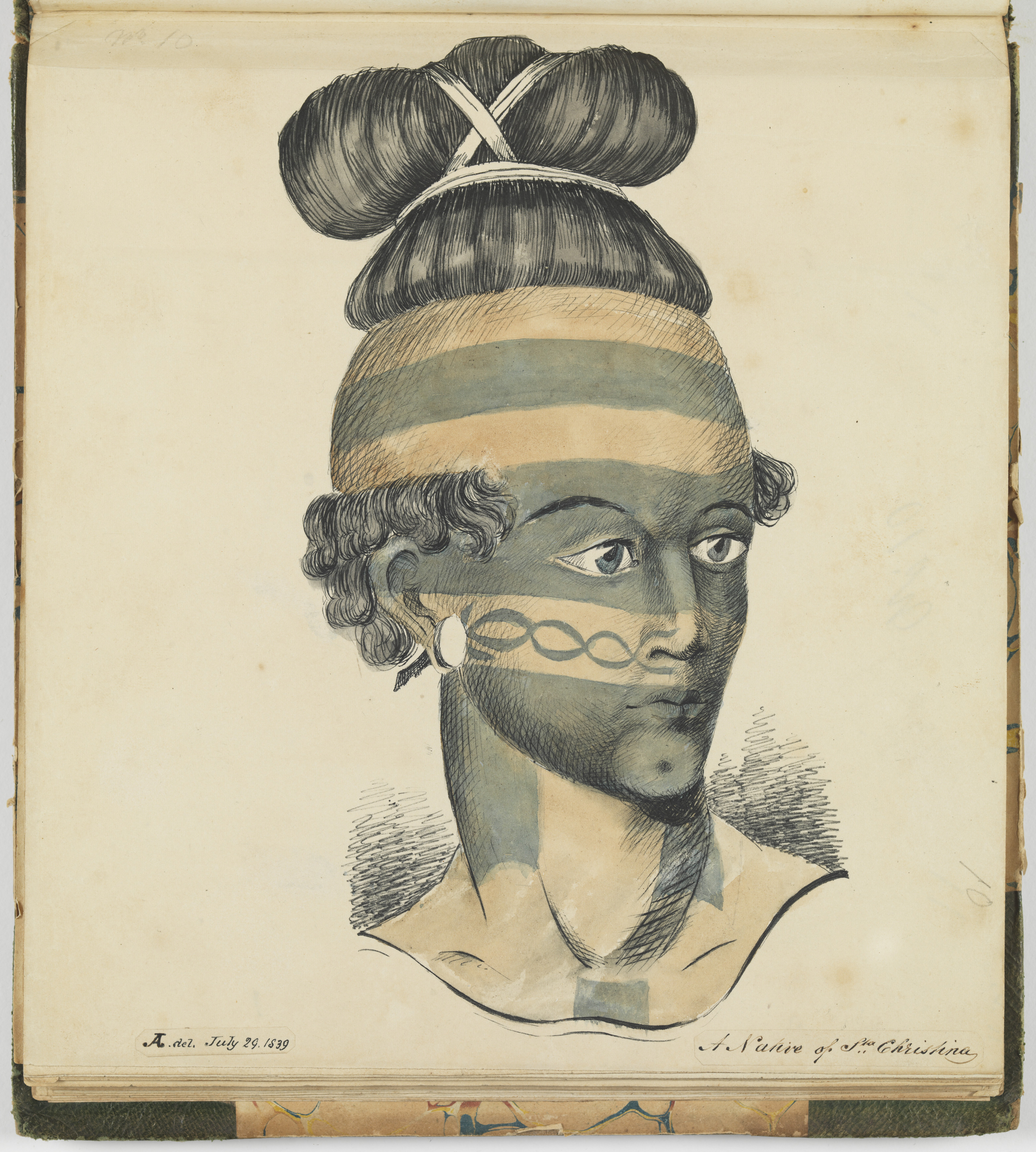Tattooed man, Tahuata, Polynesia, 1839, James Addison