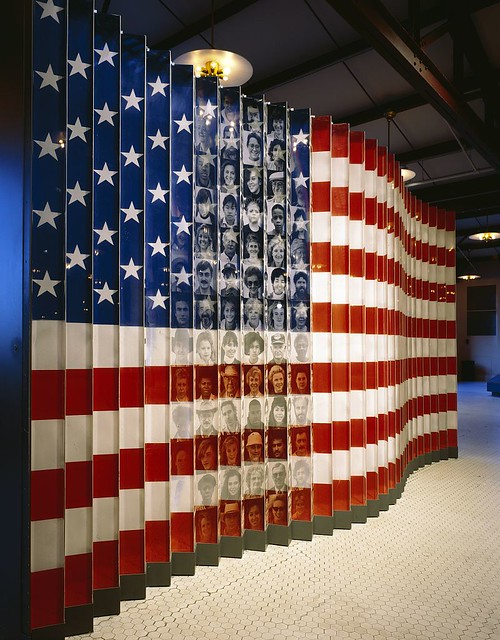 Ellis Island flag and faces exhibit photograph, Ellis Island, New York, New York (LOC)