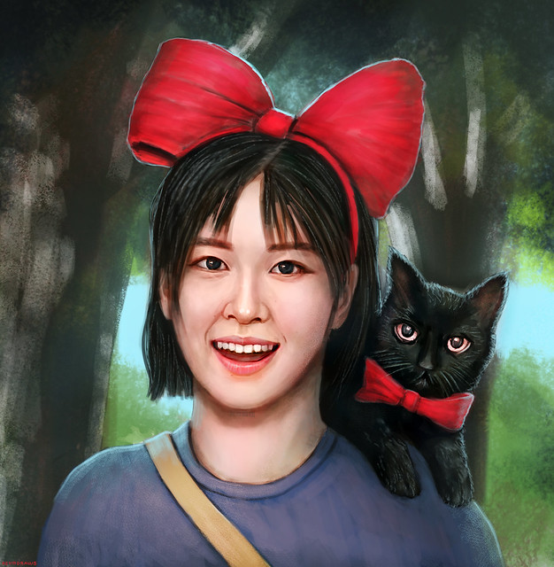 Speed Painting Tonite : Blackpink Rose' as Kiki, ft. Jiji the Cat 😭 : Rose's Delivery Service 😭