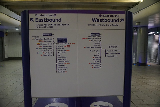 Eastbound and Westbound, Elizabeth Line, Paddington Underground Station, Praed Street, City of Westminster, London, W2 1RH