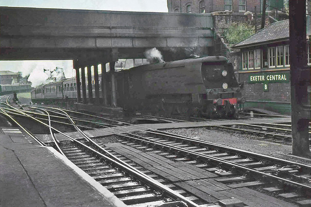 34063 '229 Squadron'  nearing Exeter Central station early in 1963