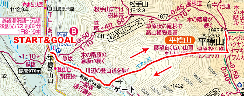 平標山 ヤカイ沢地図