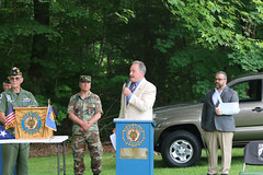 Rep. Piscopo offers remarks at an American Flag retirement ceremony.