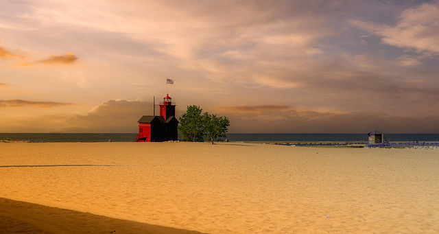 Sandy Beaches and Big Red Lighthouse