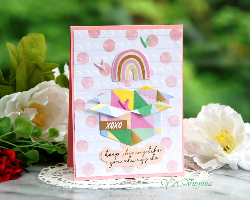 Virginia Lu-Birthday Celebrations Printed Die Cuts-Cheerful Occasions 6 x 6-inch Paper Pad- Puffy Rainbow Stickers-Hand Drawn Scallops Embossing Folder