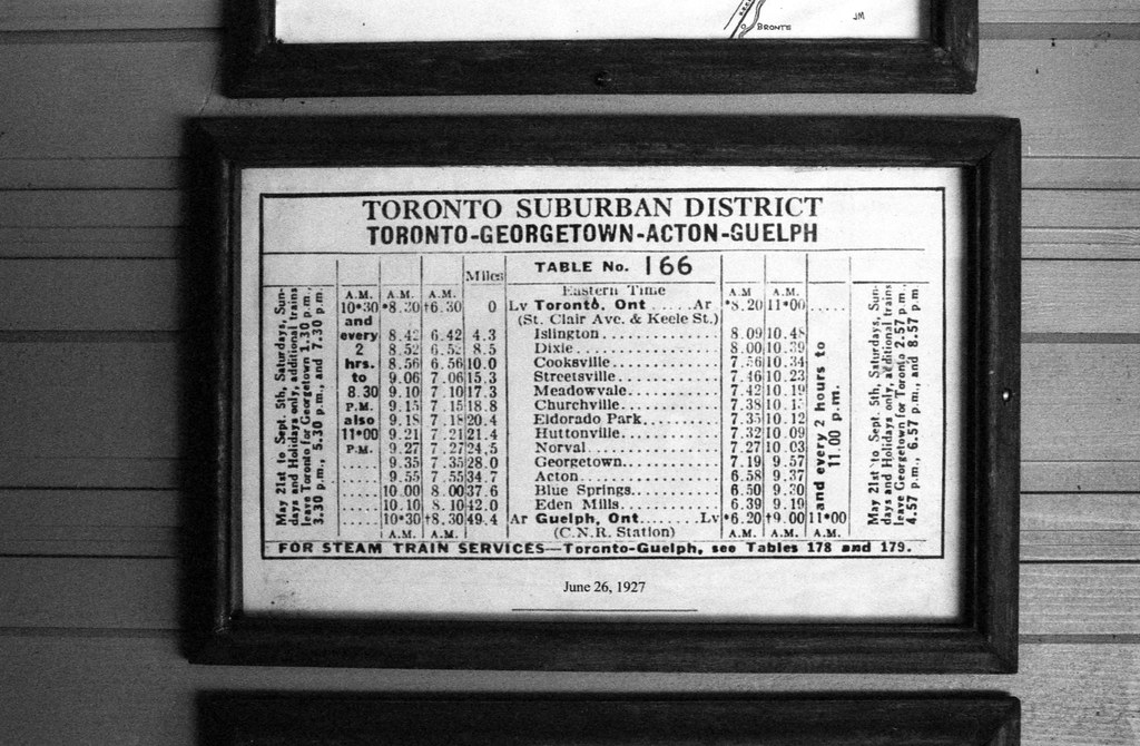 Toronto Guelph Radial Railway Time Table