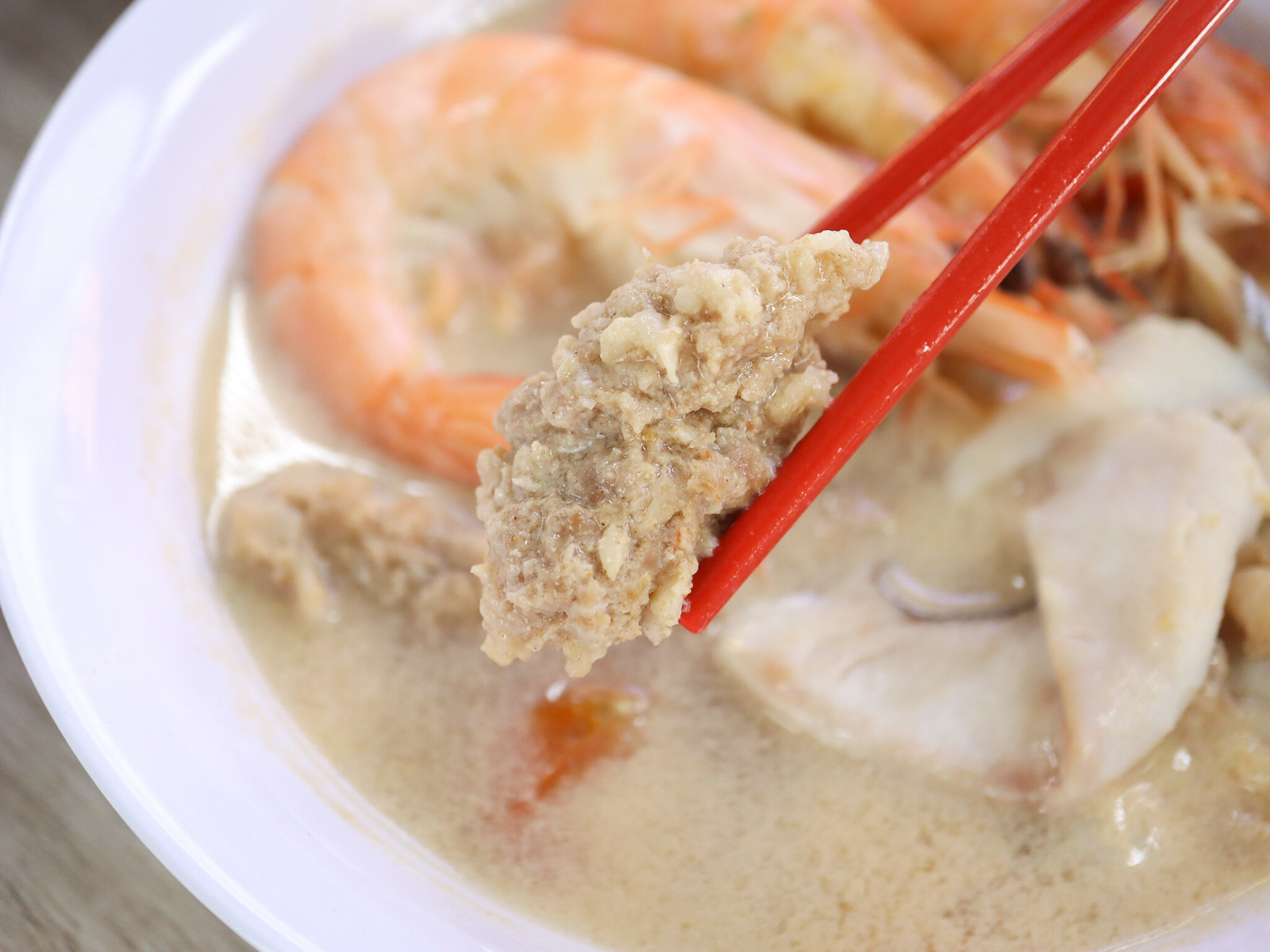 Jia Li Seafood Soup - minced meat lifting