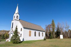 Phoenix, Michigan - October 18, 2021: The Phoenix Church of the Assumption, in Carpenter Gothic style, in Michigan Upper peninsula
