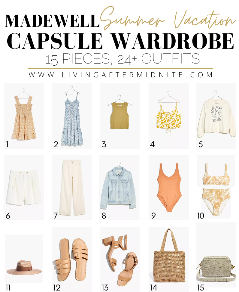 Affordable Madewell Summer Vacation Capsule Wardrobe | 15 Pieces, 24+ Outfits | How to Build a Capsule Wardrobe | Madewell Clothes | Outfit Inspiration | Summer Fashion | 24 Warm Weather Outfit Ideas | Summer Vacation Packing Guide | Summer Outfits 2022 | Summer Outfit Ideas | Summer Mom Outfits
