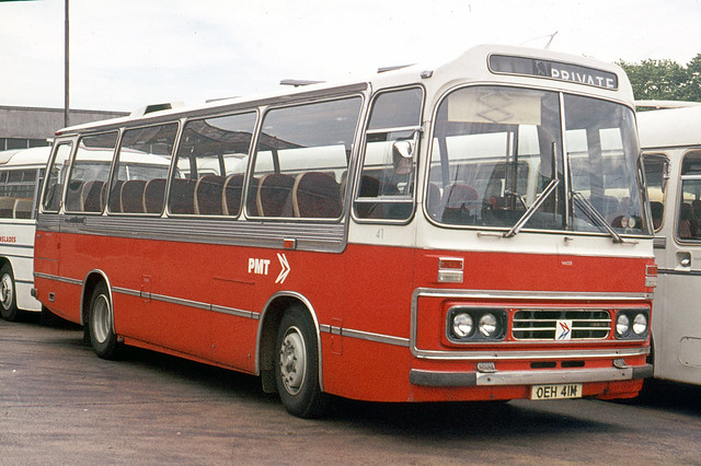PMT ( Potteries Motor Traction ) . 41 OEH41M . Bretonside Bus Station , Plymouth , Devon . June-1975