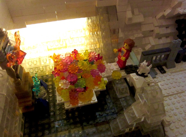 Classic Castle: Esmeralda (the Queen) explores the caves in friendly competition with the make and find a crystal ice cavity with an altar of worship (Afol LEGO MOC Toy Photography) phantasmal fantasy magic glow