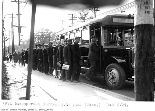 Boarding bus at Davenport Road and Oakwood Avenue