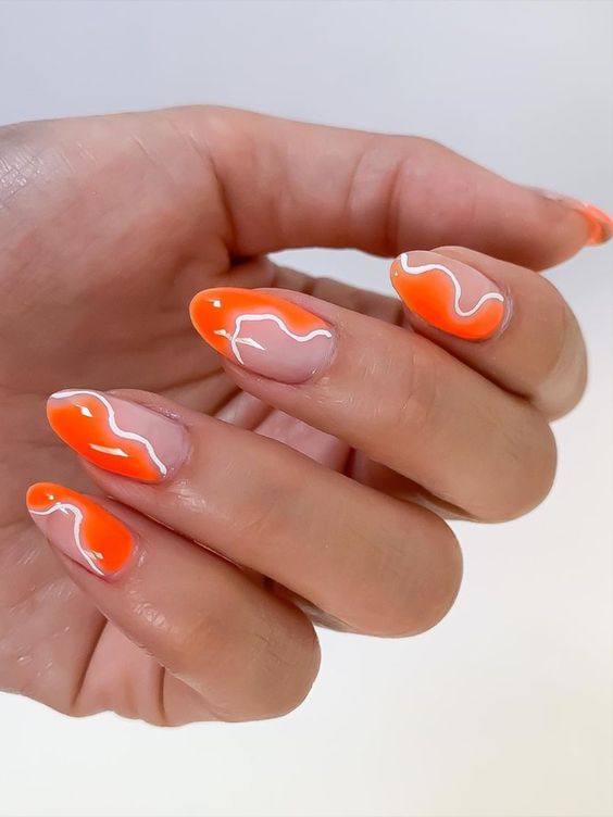Funky Orange Airbrushed Nails | Bright Cute Summer Nails | Summer Nails 2022