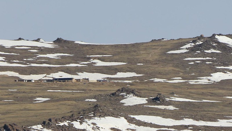 Zoomed-in view of the Barcroft Research Station, left, with the Barcroft Observatory in the upper right