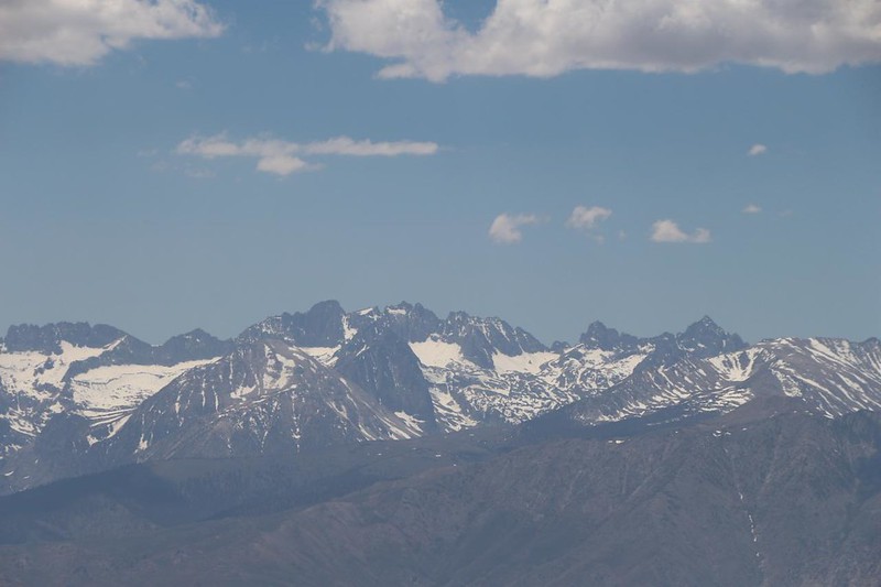 Zoomed-in view of the Palisade Glacier (center) from the Sierra View Overlook in the Bristlecone Pine Forest
