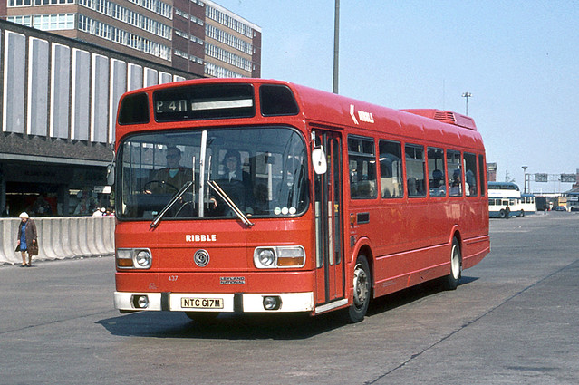 Ribble Motor Services . 437 NTC617M . Preston , Lancashire . June-1975.