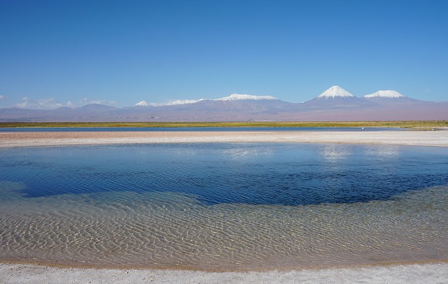 The Stone Lagoon (Laguna Piedra) at 2,400 meters (8,000 ft) above sea level, the Salar de Atacama, the Atacama Desert, San Pedro de Atacama, Chile.