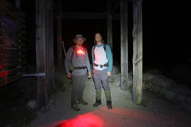 Obligatory photo-op at the Mount Whitney Trailhead in Whitney Portal at 2am