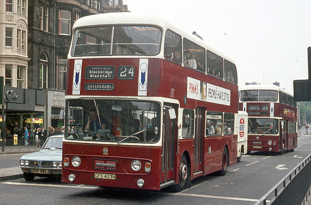 Lothian Region Transport . 423 GFS423N . Edinburgh City Centre , Scotland . July-1975 .
